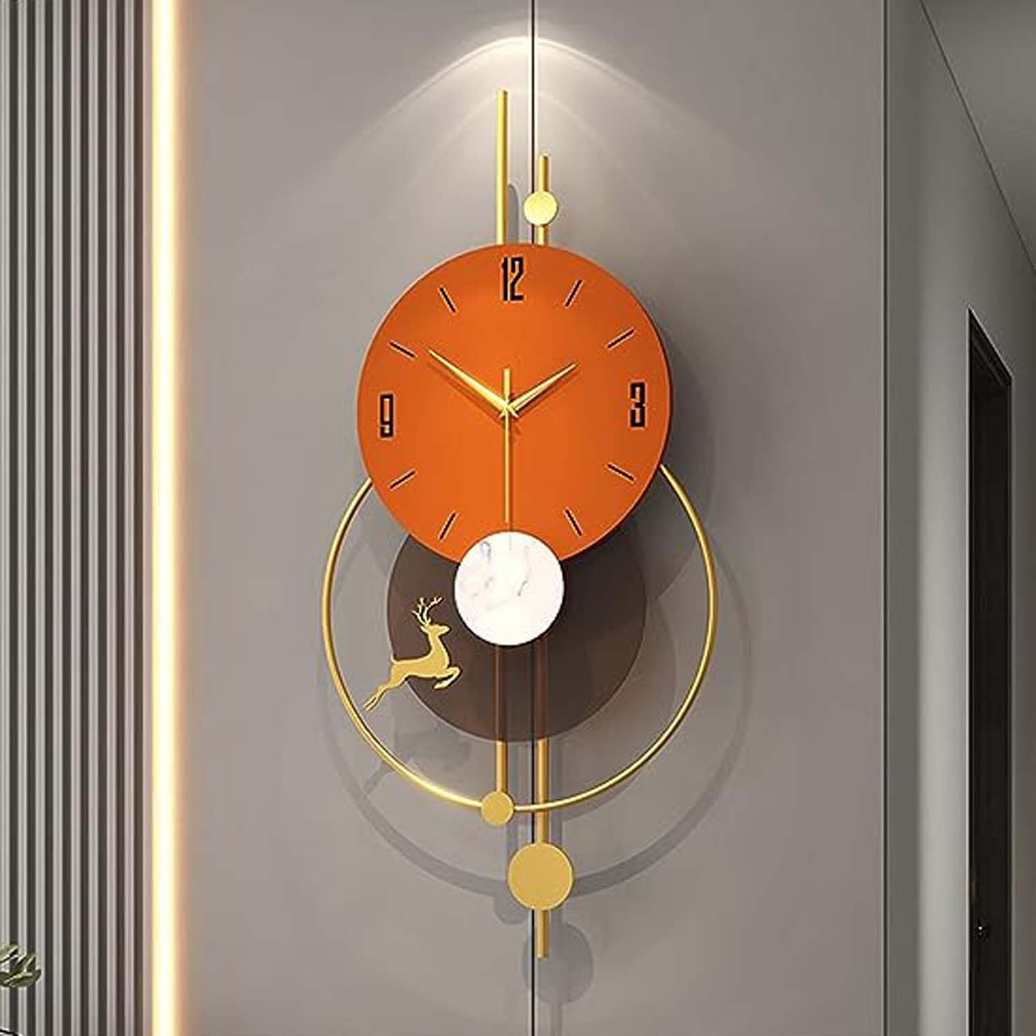 Reloj de pared con péndulo, moderno, decorativo, silencioso, de madera, para sala de estar, dormitorio, oficina, hogar, funciona con pilas, reloj de pared clásico con péndulo