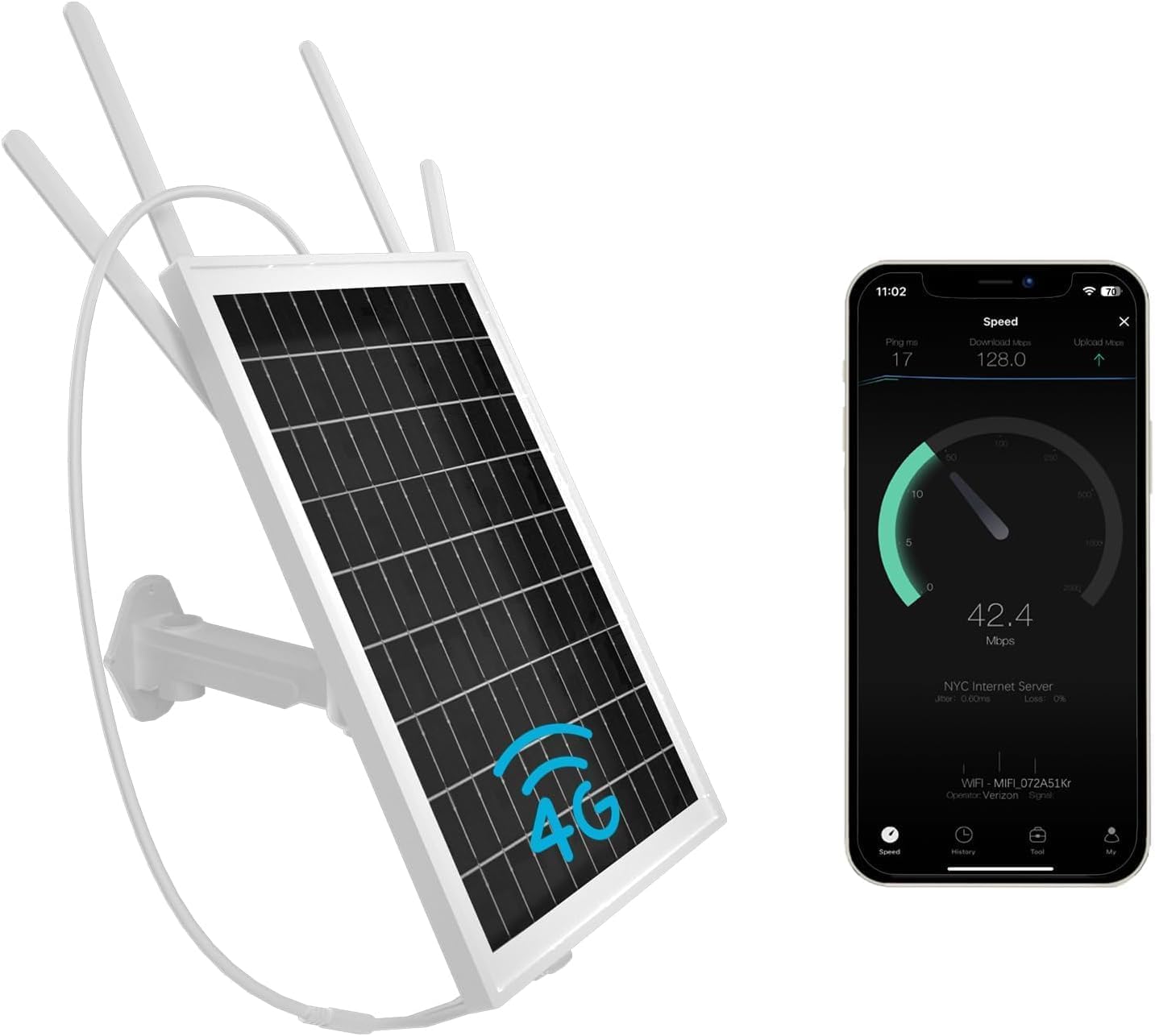 Photo 1 of 15W Solar Powered 4G LTE Modem Router, Outdoor Solar Powered WiFi Extender Signal Booster with SIM Card Slot, Solar WiFi Router for Garden, Farm and Ranch, 50M WiFi Range, IP66 Waterproof
