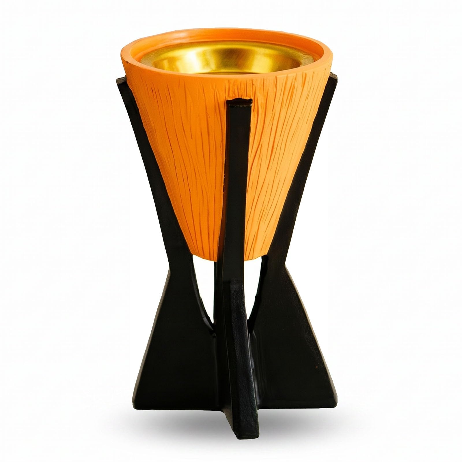 Zen Cone Resin Incense Burner Wood Grain Meditation Aromatherapy Holder(Orange)