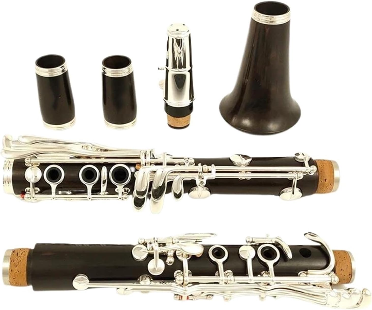 Clarinet Musical Instruments Bb Ebony/Black Ebony Professional Clarinet Silver Plated 19 Keys Clarinetv