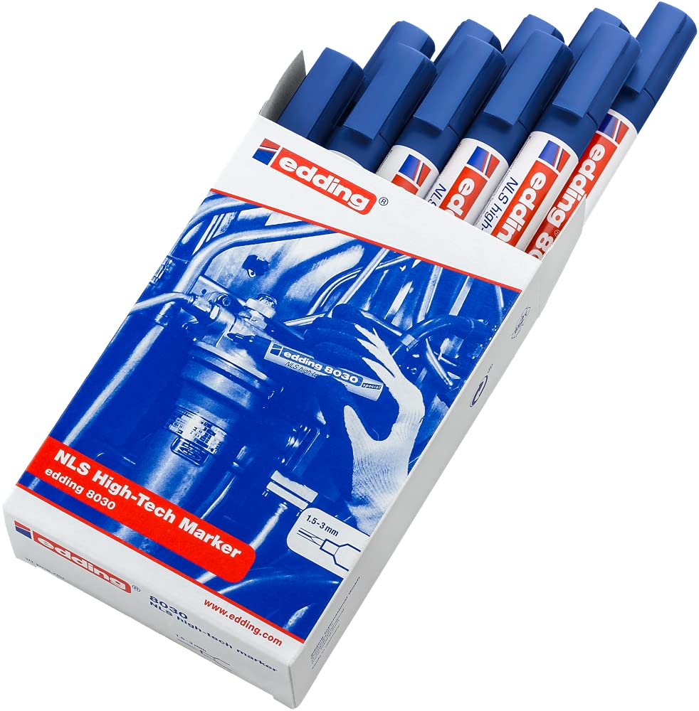 Edding 8030-10 Marcadores NLS High-Tech - Punta Redondeada de 1,5-3 mm - Azul
