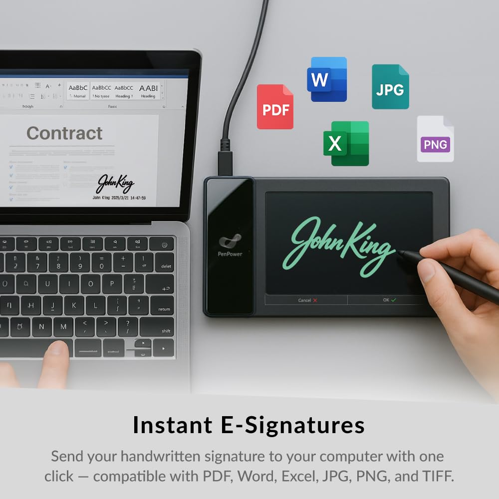 PenPower ePaper SignPad - Firma electrónica en MS Word, PDF, JPG y PNG con marca de tiempo