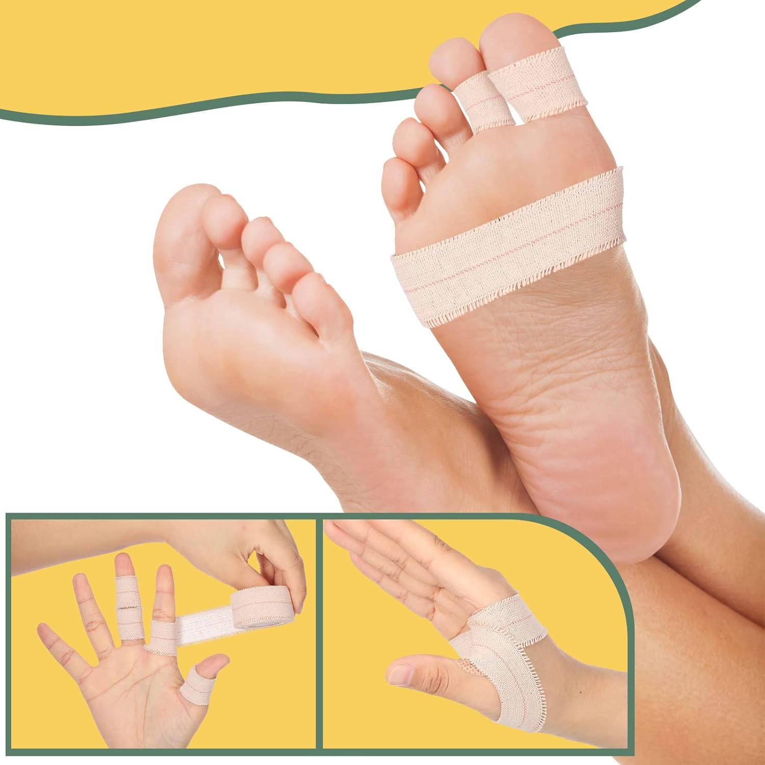 Nuanchu 2 Rolls Adhesive Elastic Tape Bandage Tape Wrap Flexible Stretch Bandages for Sports Ankle, Knee and Wrist(1 Inch Wide,Apricot) - Image 5