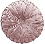 Teieas Round Throw Pillow Velvet Home Decoration Pleated Round Pillow Cushion for Couch Chair Bed Car Orange