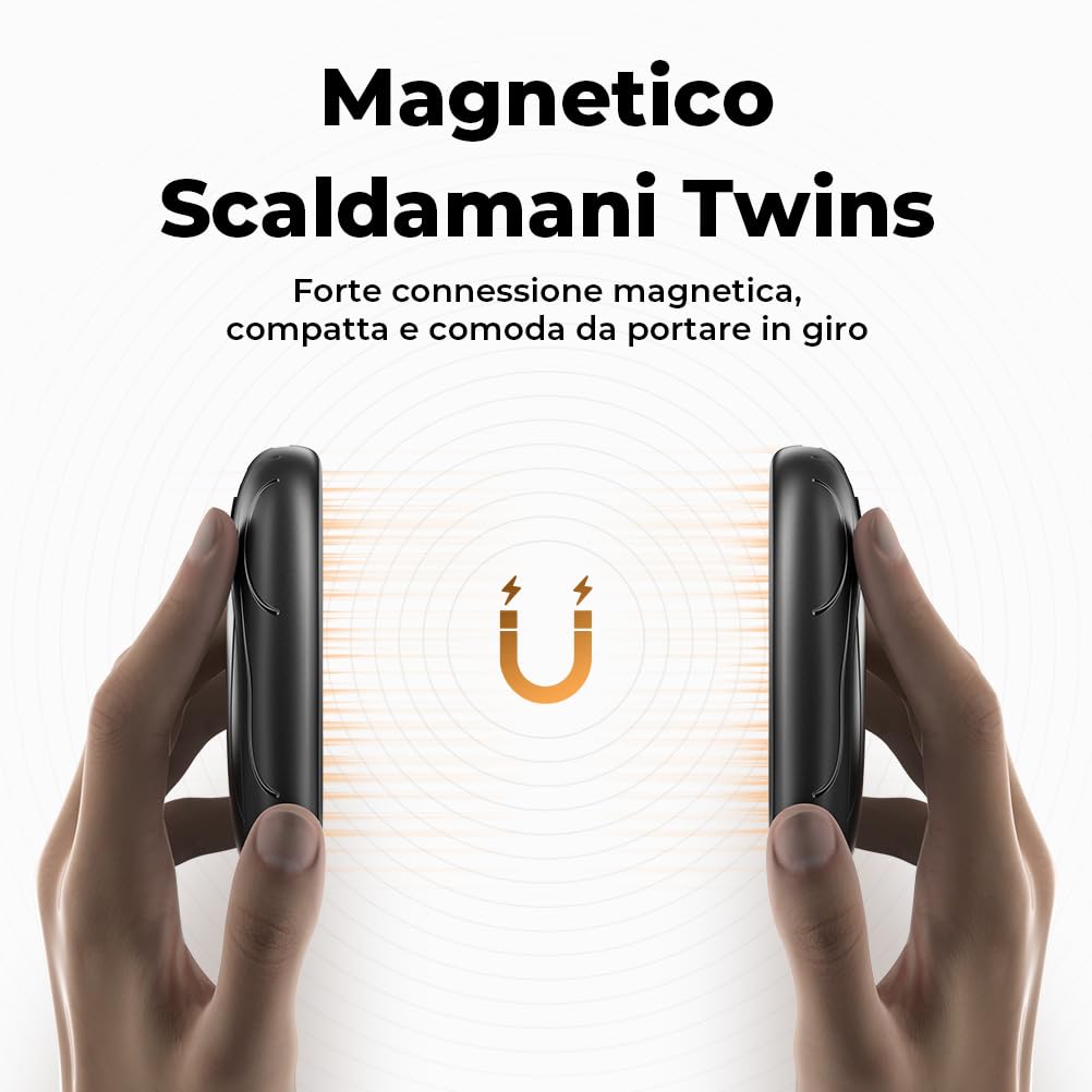 Scaldamani Elettrico 2 Pack, Scaldamani Ricaricabile Portatile 23H, Riscaldamento a 3 Livelli, Scalda Mani Tascabili, Adatto per Esterno, Golf, Campeggio