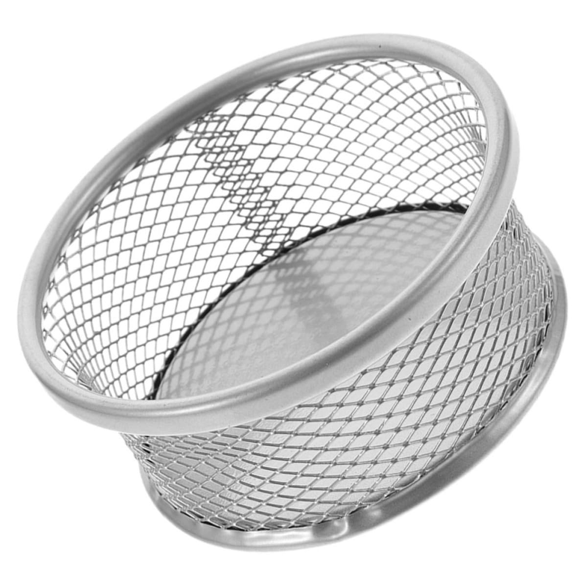 IDEANATEGRATE Metal Mesh Paperclip Organizer Stackable Paper Clip Holder for Desk and Office Supplies Storage, Silver Wire Desktop Container