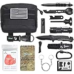 Gifts for Men Husband Dad Friend, Emergency Survival Kit 16 in 1, Upgrade Compact Survival Gear, Cool EDC Survival Tool for Cars, Camping, Hiking, Hunting, Fishing, Adventure Accessorie
