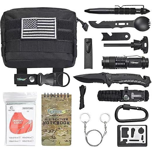Gifts for Men Husband Dad Friend, Emergency Survival Kit 16 in 1, Upgrade Compact Survival Gear, Cool EDC Survival Tool for Cars, Camping, Hiking, Hunting, Fishing, Adventure Accessorie