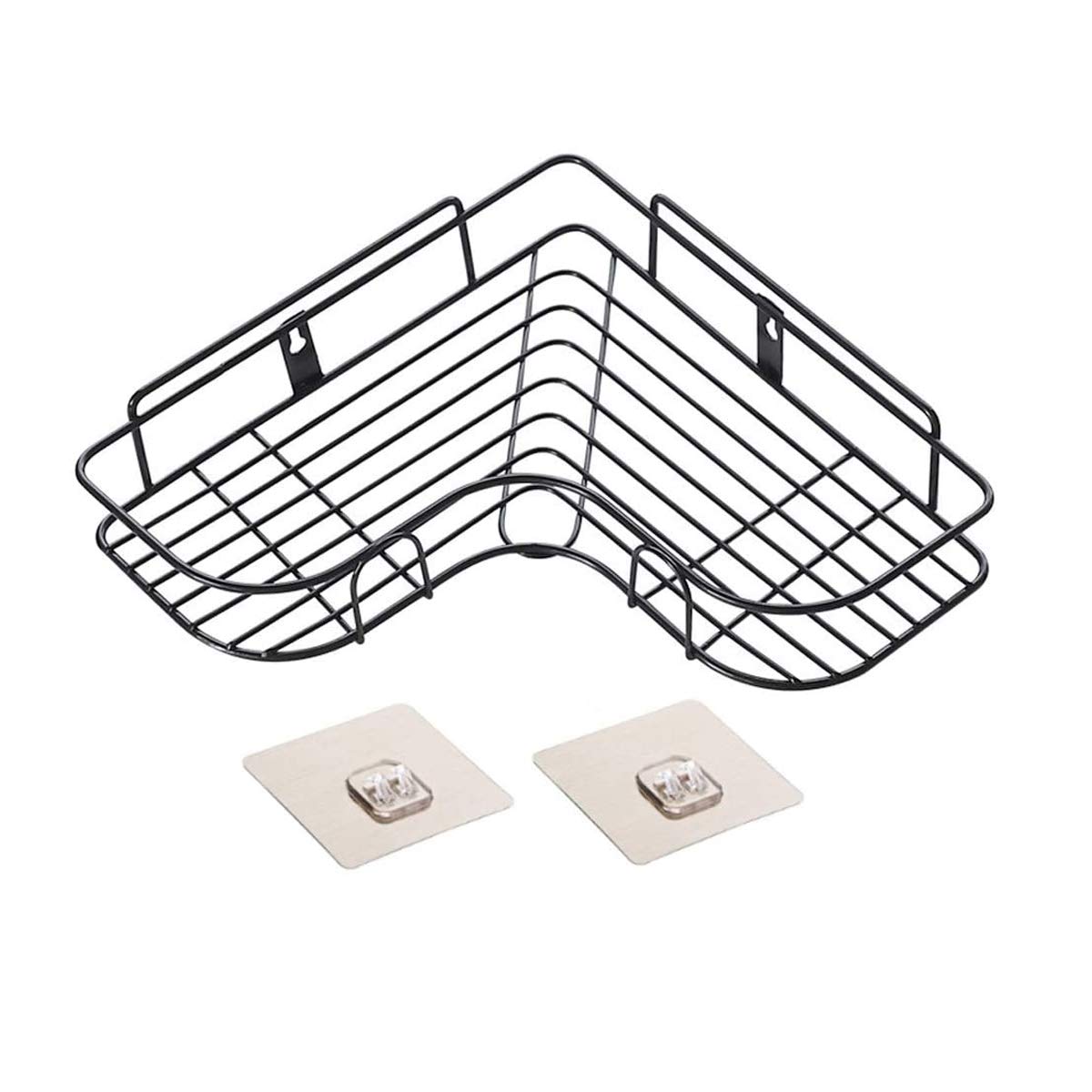 Corner Shower Caddy 90 Degrees Right Angle Stainless Steel Wall Mounted Bathroom Shelf with Adhesive Storage Organizer for