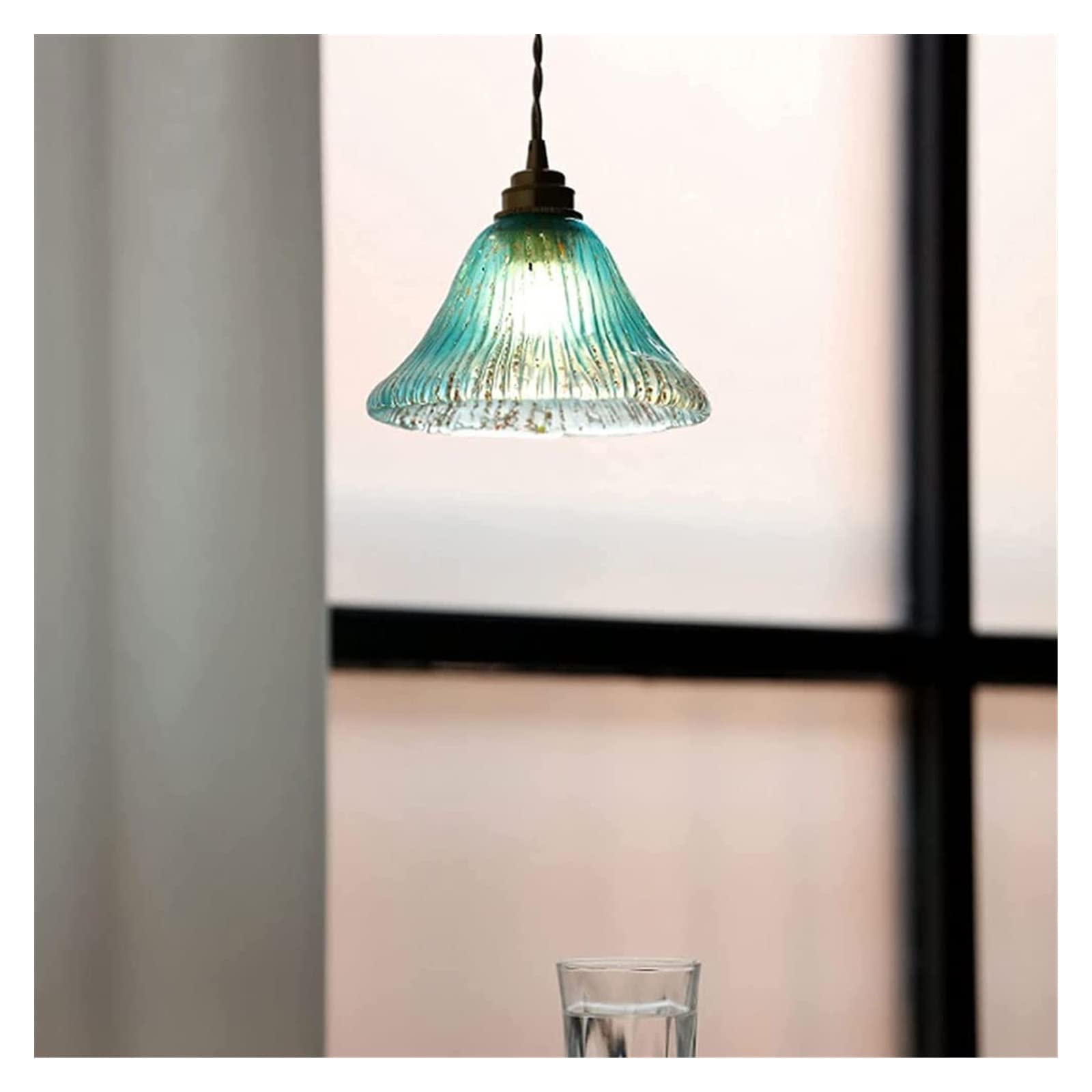 Prostota Kolorowa szklana lampa wisząca do lampki nocnej Gradientowa szklana oprawa sufitowa do wyspy kuchennej Lampa wisząca do lampy Foyer 7in (niebieski/zielony) Present