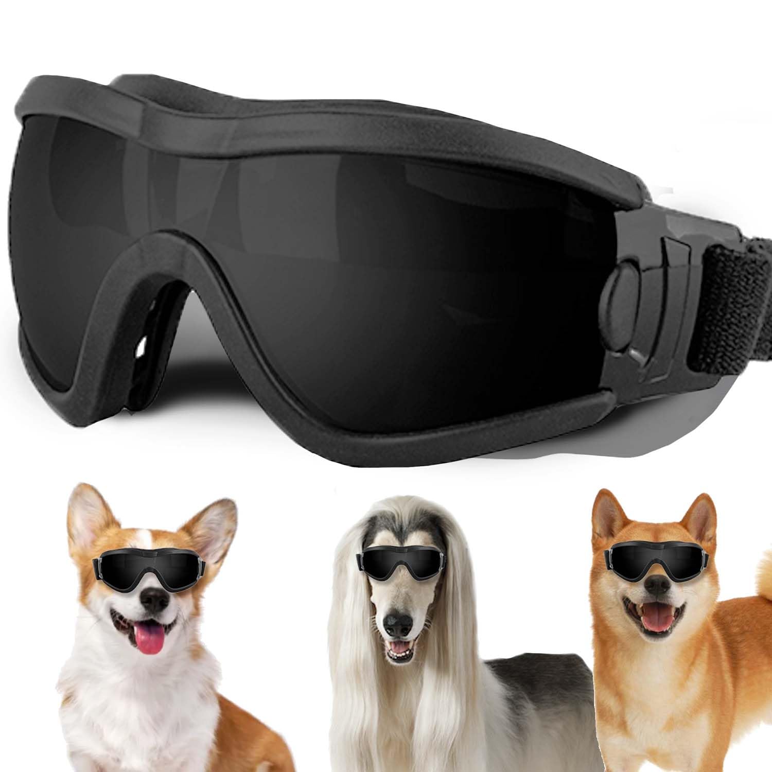 Medium Dog Sunglasses with Adjustable Strap UV Protection, Winproof Puppy Sunglasses, Suitable for Dogs Eyes ProtectionSoft Dog Goggles