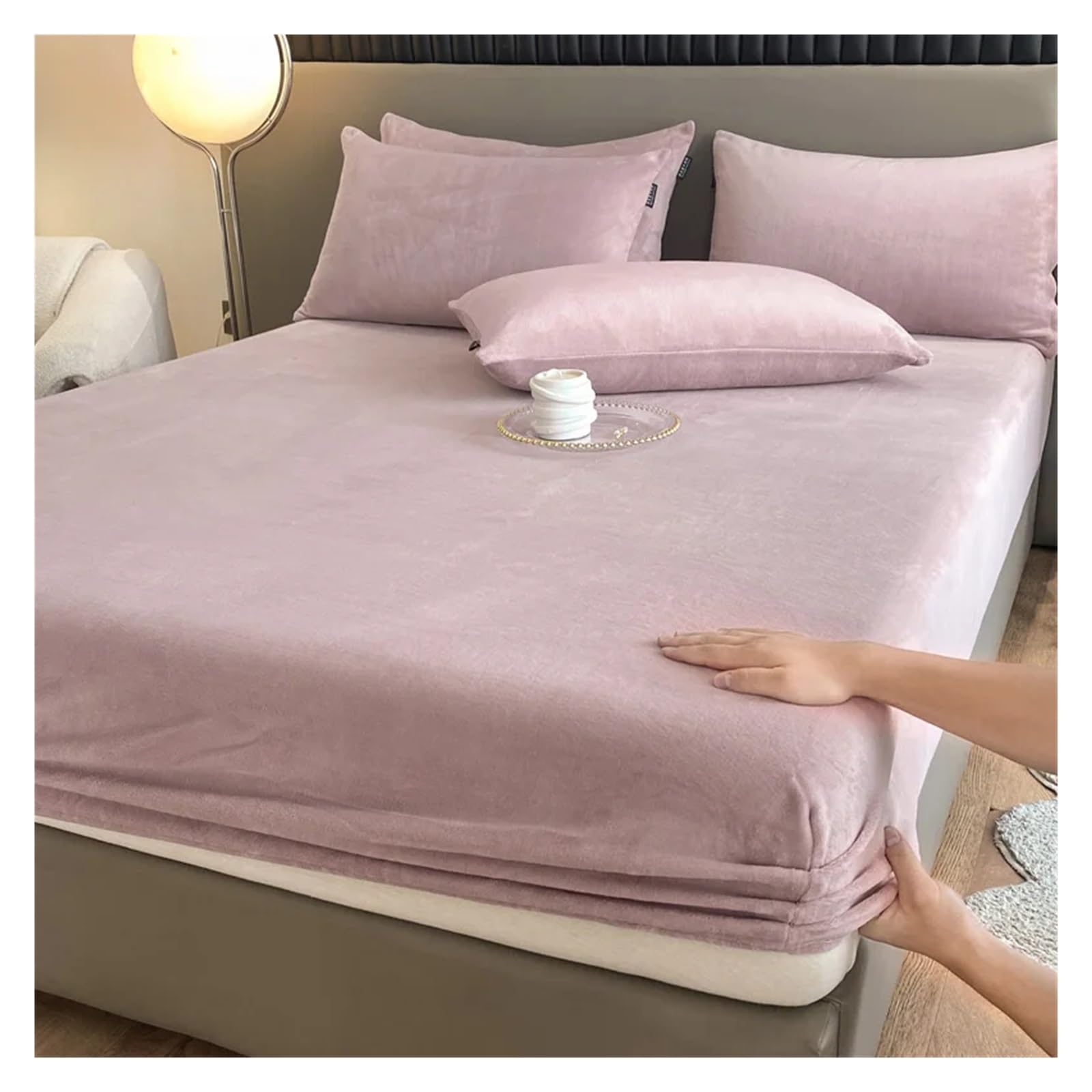 Sábana bajera de franela de franela, suave y cómoda, funda de colchón de color sólido, cálida para invierno, de tela de terciopelo (color 4,90 x 190 x 20 cm, 1 unidad)