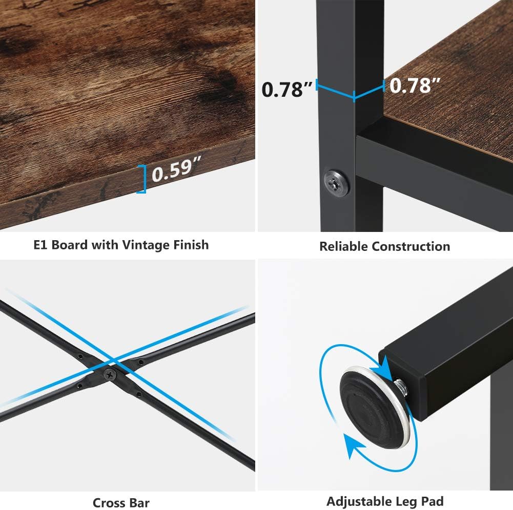 Tribesigns L Shaped Desk with Storage Shelves, Rustic Corner Desk Study Writing Workstation with Monitor Stand Riser for Home Office Small Space (Rustic Brown)