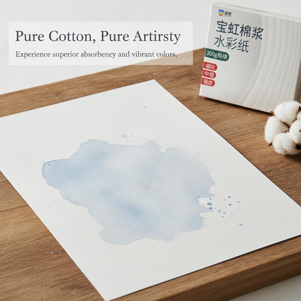 Papier Aquarelle Coton, 4K grain épais 10 feuilles 300g