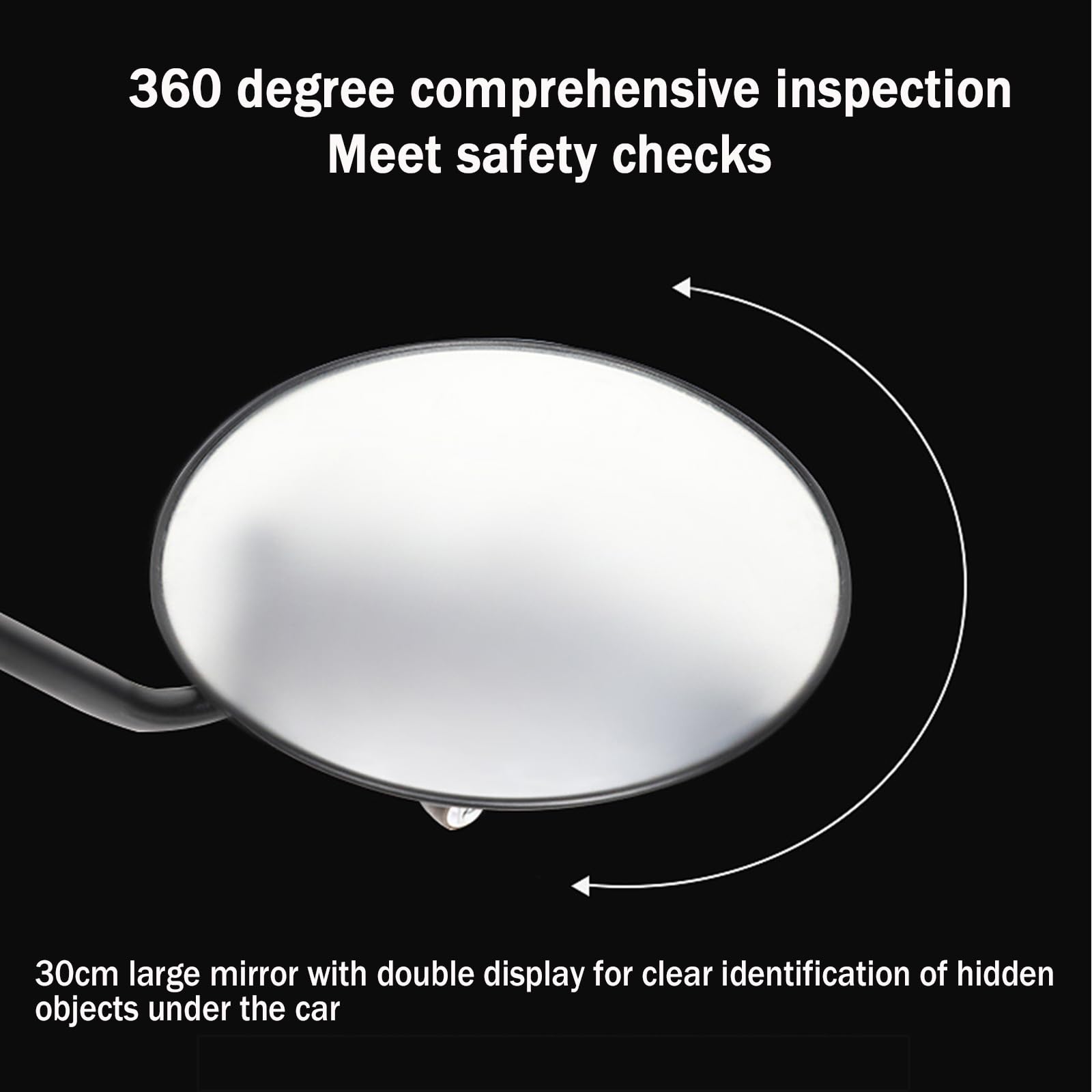 Espejo de inspección para Bajos de vehículo, Espejo de Seguridad con luz, Impermeable, Plegable, ángulo Ajustable, Aumento de 2X, Herramienta de Seguridad portátil para 3 Ruedas.