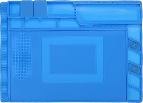 MECCANIXITY Alfombrilla de soldadura de silicona ESD grande de 14 x 10 pulgadas, aislamiento térmico magnético 932 F antiestática, alfombrilla de