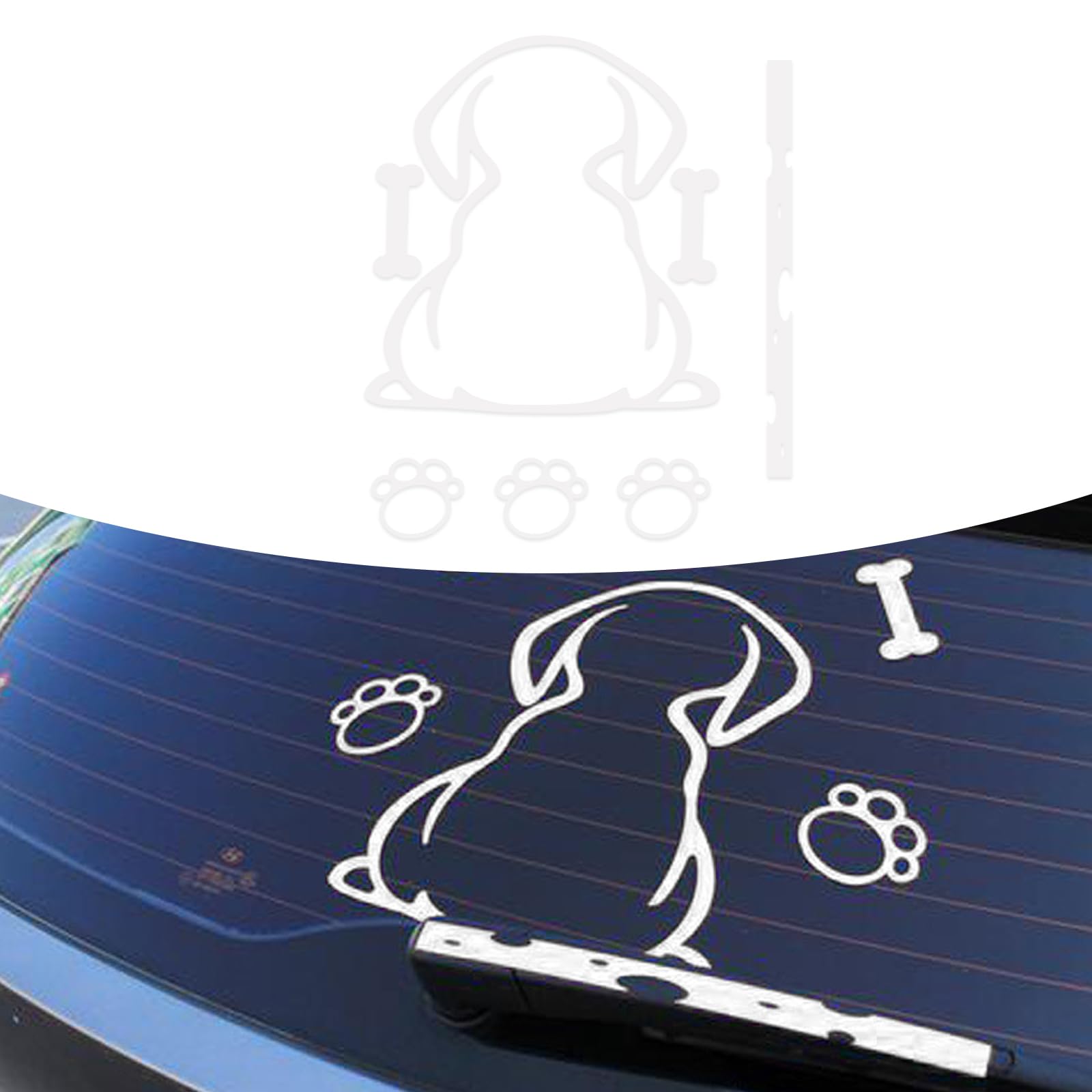 Hawyet 1 PC Car Dog Rear Windshield Window Decal, Reflective Cute Animal Puppy Waterproof Car Sticker with Waving Tail, Universal Creative Automotive Modified Sticker for SUV Truck Van (White)