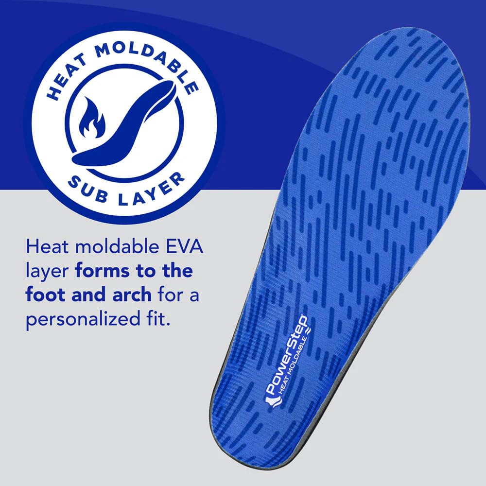 PowerStep Insoles, Heat Moldable Orthotic Insoles, Archmolds Shoe Inserts for Maximum Cushioning and Full Support, Exact Fit Instant Custom Orthotic for Women and Men