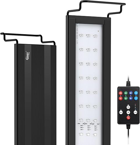 hygger Luz LED para acuario, luz de espectro completo de 18 W con temporizador multicolor, modo de bricolaje, modo natural 247, brillo ajustable,