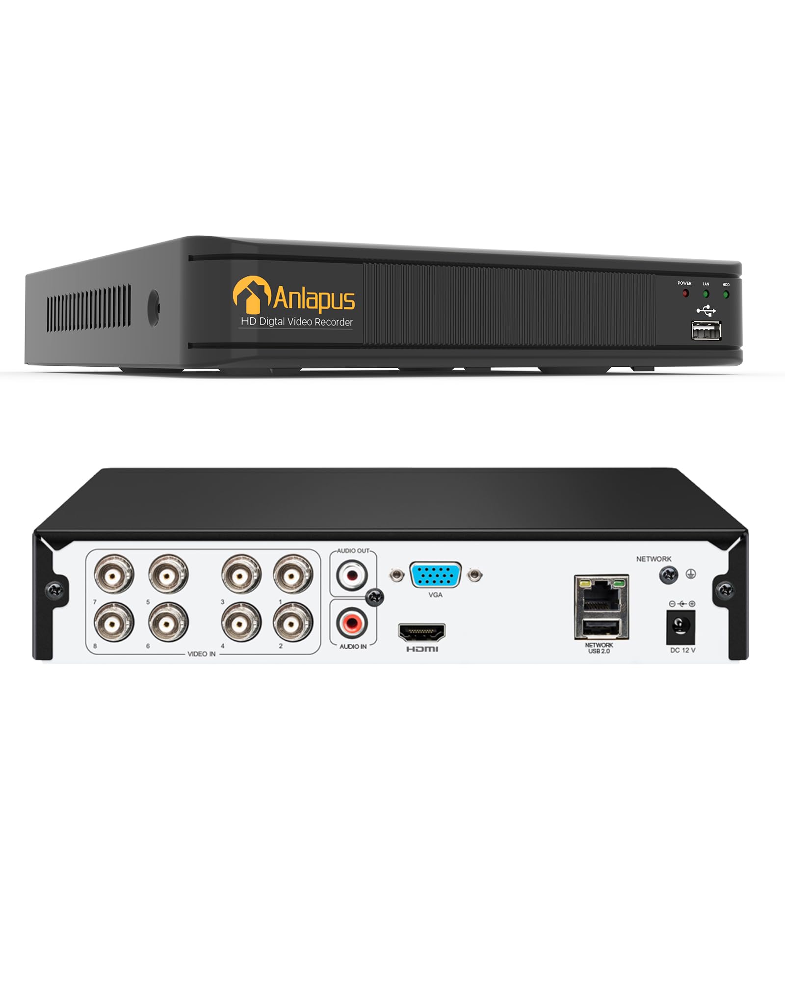 Anlapus 8-kanaals 1080P HD DVR netwerk video recorder recorder met 1TB harde schijf, ondersteunt TVI/CVI/AHD/960H 720P 1080P CCTV-systeem