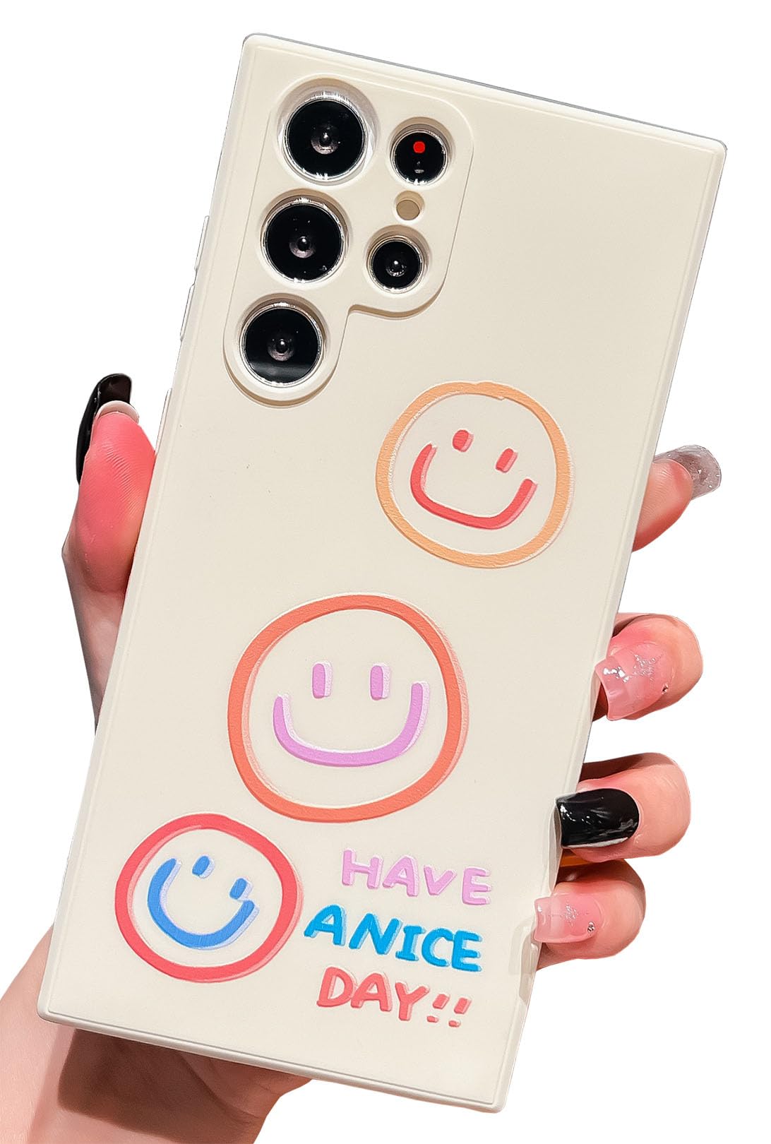 KERZZILTrendy Smiley Face Pattern Compatible with Samsung Galaxy S23 Ultra Case, Silicone Slim Fit [Soft Anti-Scratch Microfiber Lining] TPU Protective Cover Cases(Smile,S23 Ultra)