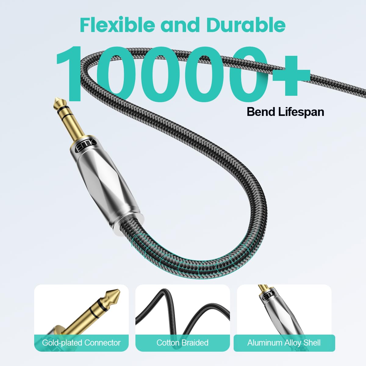 EMK 1/4" to XLR Cable,6.35mm TRS to XLR Male to Male Balanced XLR to 1/4 Cable Interconnect Microphone Cord Patch Cable for Mixers Amplifiers - Image 3
