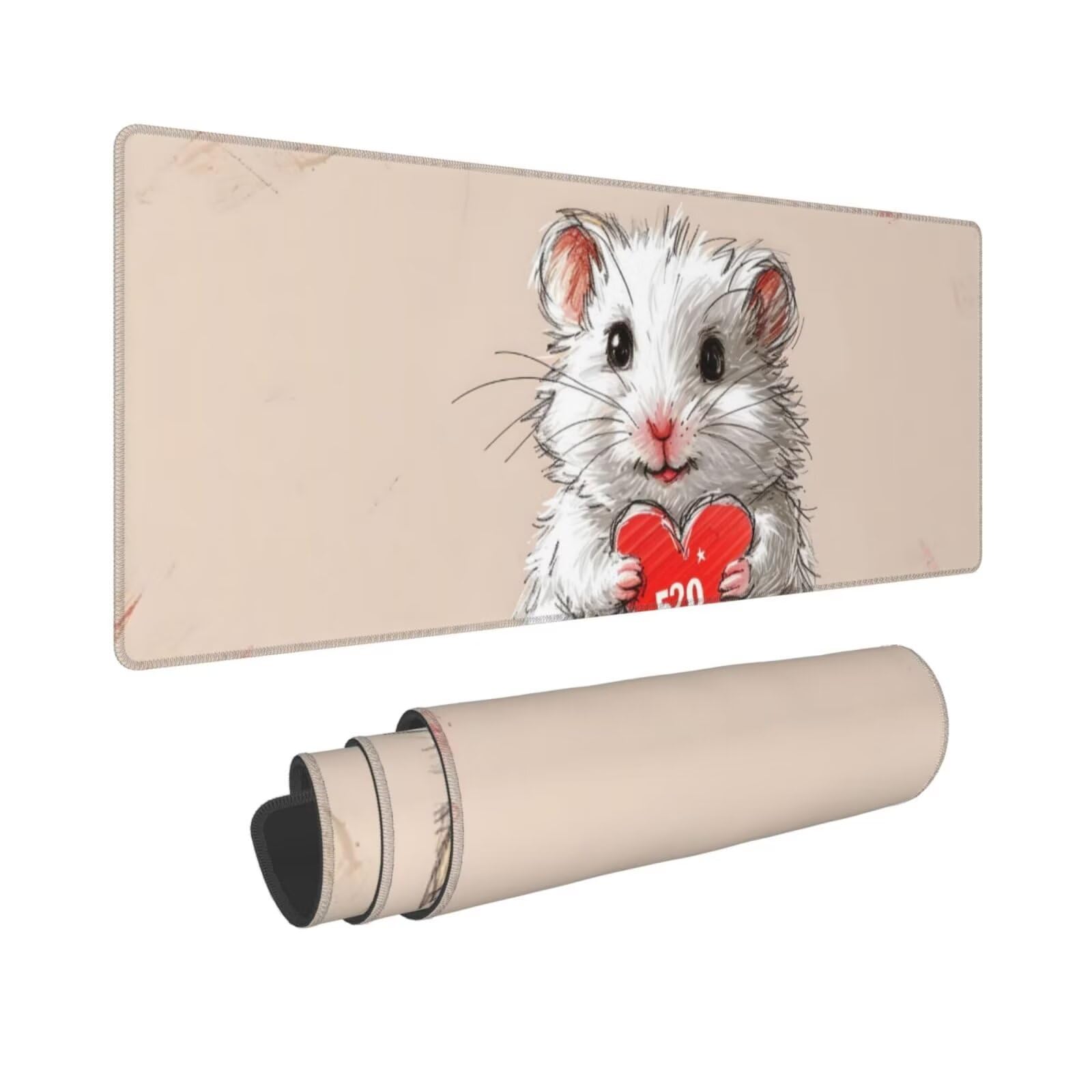 Tappetino Mouse, Tappetino Mouse Gaming Grande XXL 1500x800x3mm Tappetino Scrivania Mouse Pad, Base in Gomma Antiscivolo, Bordi Cuciti,Lavabile, Mousepad per Ufficio e Gaming (Mouse carino) R-407