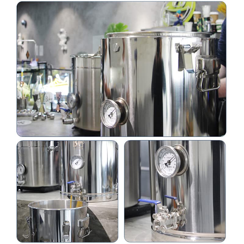 Hervidor de acero inoxidable con termómetro y válvula de bola, ideal para elaborar cerveza casera, cocinar y hacer cerveza artesanal