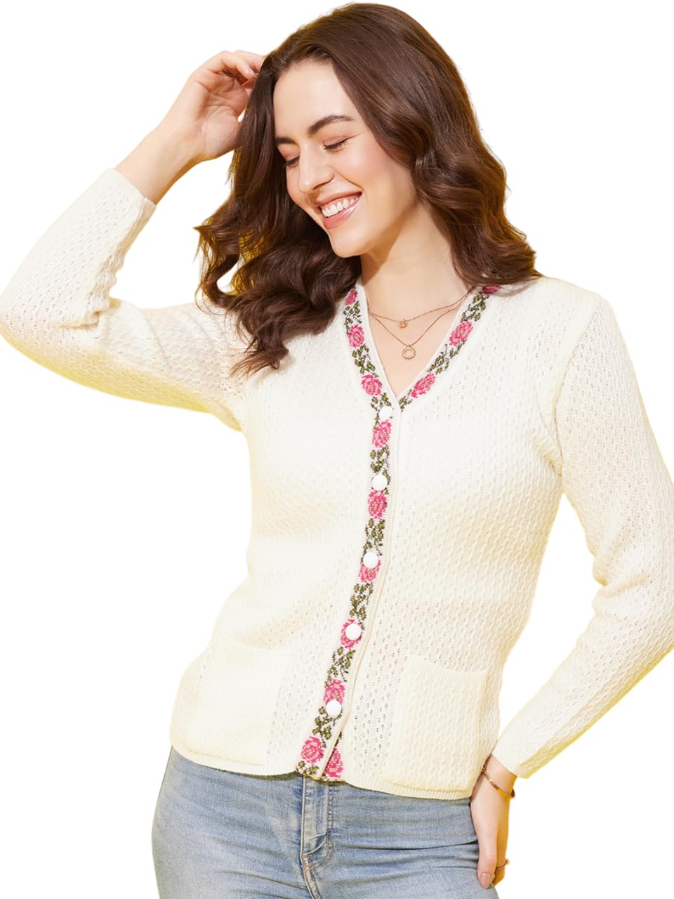 Women V Neck Ethnic Sweater for Winter||Winterwear||-image-22