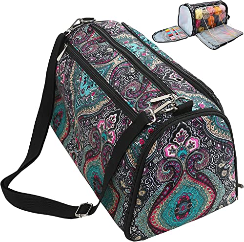 JOZEA Sac de rangement pour laine, crochets et autres accessoires - Sac de rangement pour aiguilles à tricoter - Violet (sac uniquement)