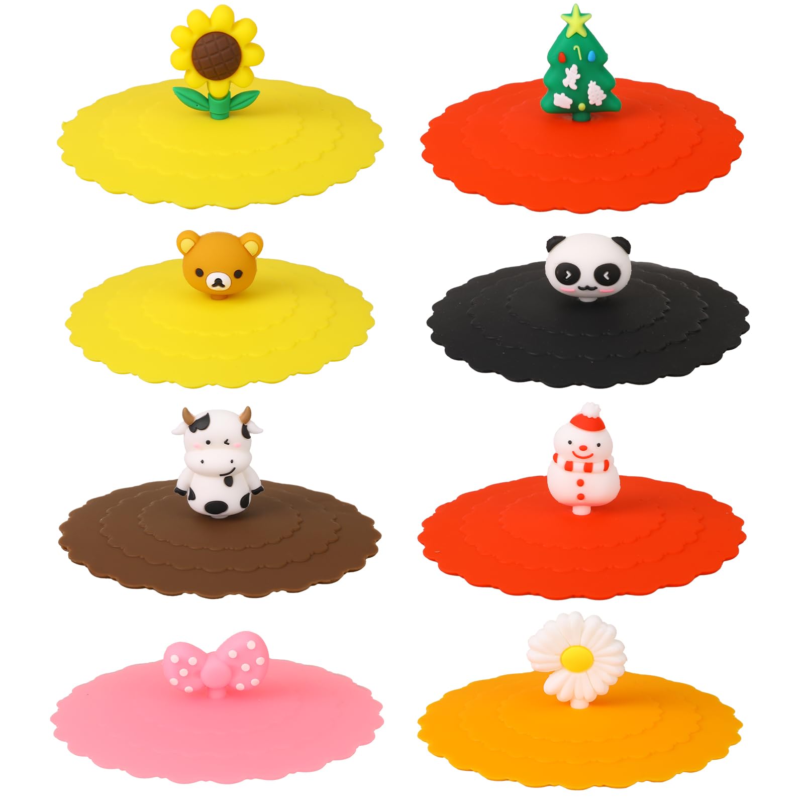 8 Pcs Silicone Cup Lids Mug Cover Colorful Anti-dust Coffee Cup Mug Covers Cute Silicone Mug Lid Cover for Cups Mugs Outdoors and Indoors(Style 1)