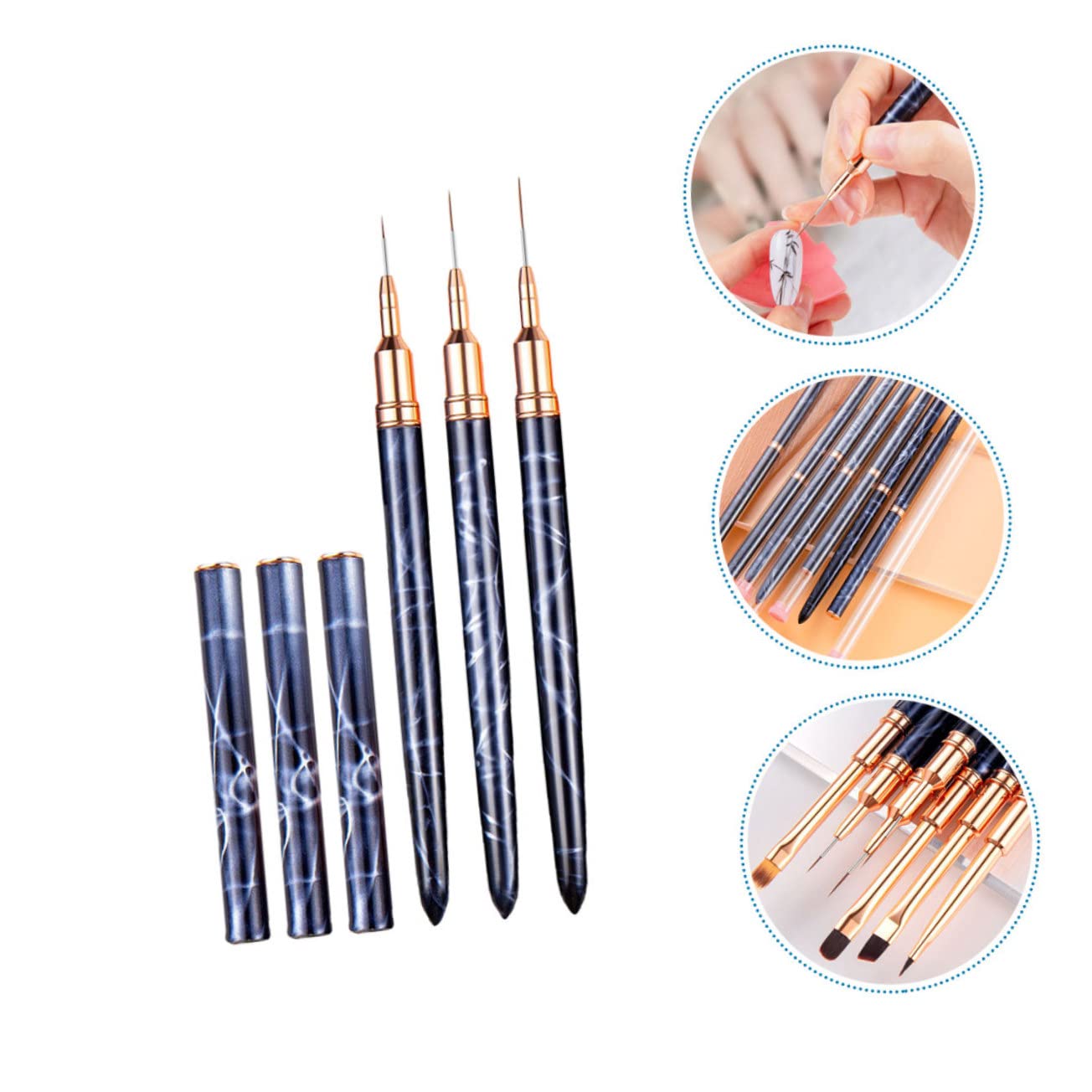 FRCOLOR 15pezzi Pennelli Per Nail Art Liner Con Punta Ultra-fine Per Disegno e Decorazione Unghie Per Tecniche Di Nail Art e Manicure Fai Da Te Strumento Professionale Per Unghie Eleganti