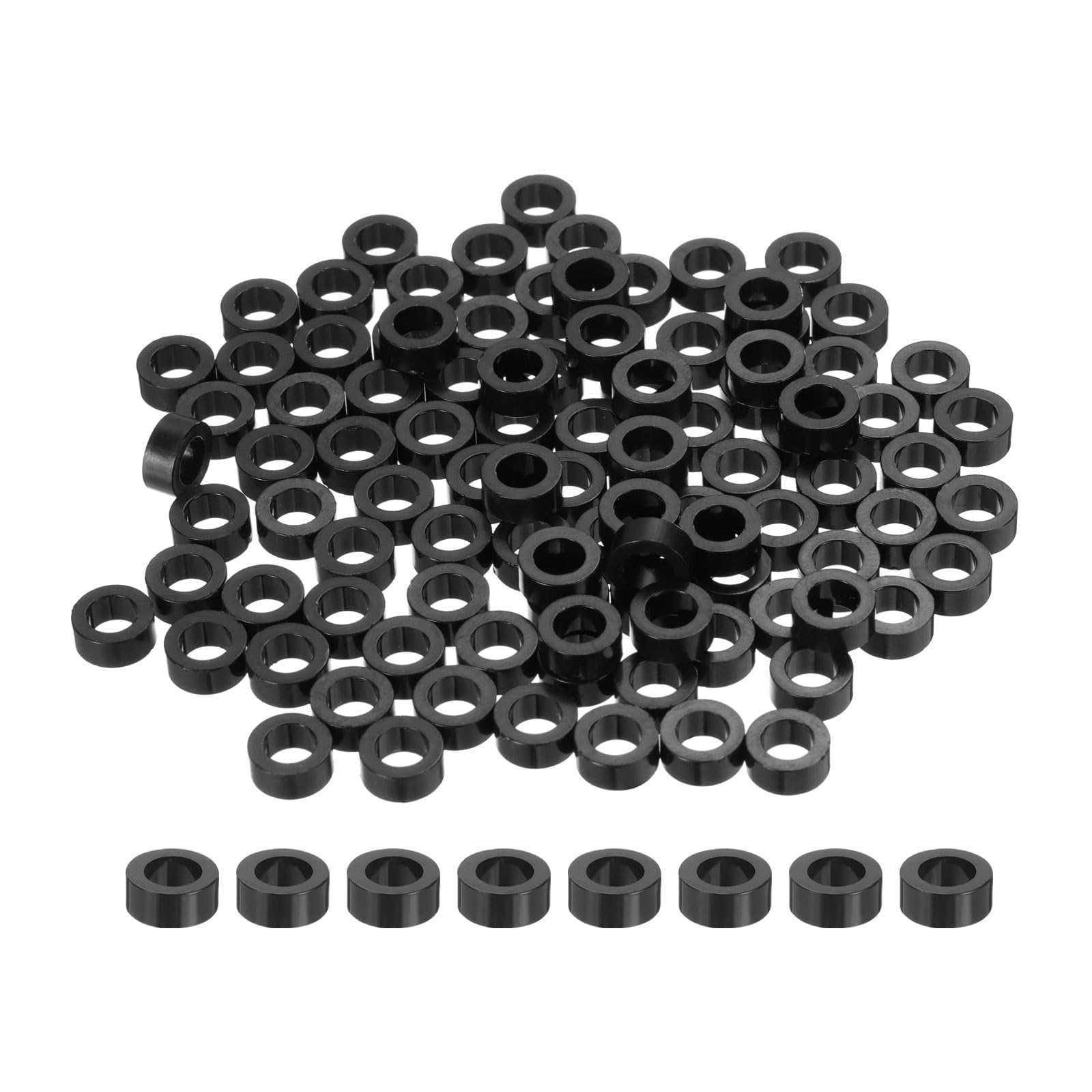 TA-VIGOR 100 Pcs Nylon Spacers Washers, 4mm ID, 7mm OD, 3mm Height Plastic Round Spacer Washers Without Threaded for M4 Screws/Bolts/Electrical Outlet/Switch Receptacle
