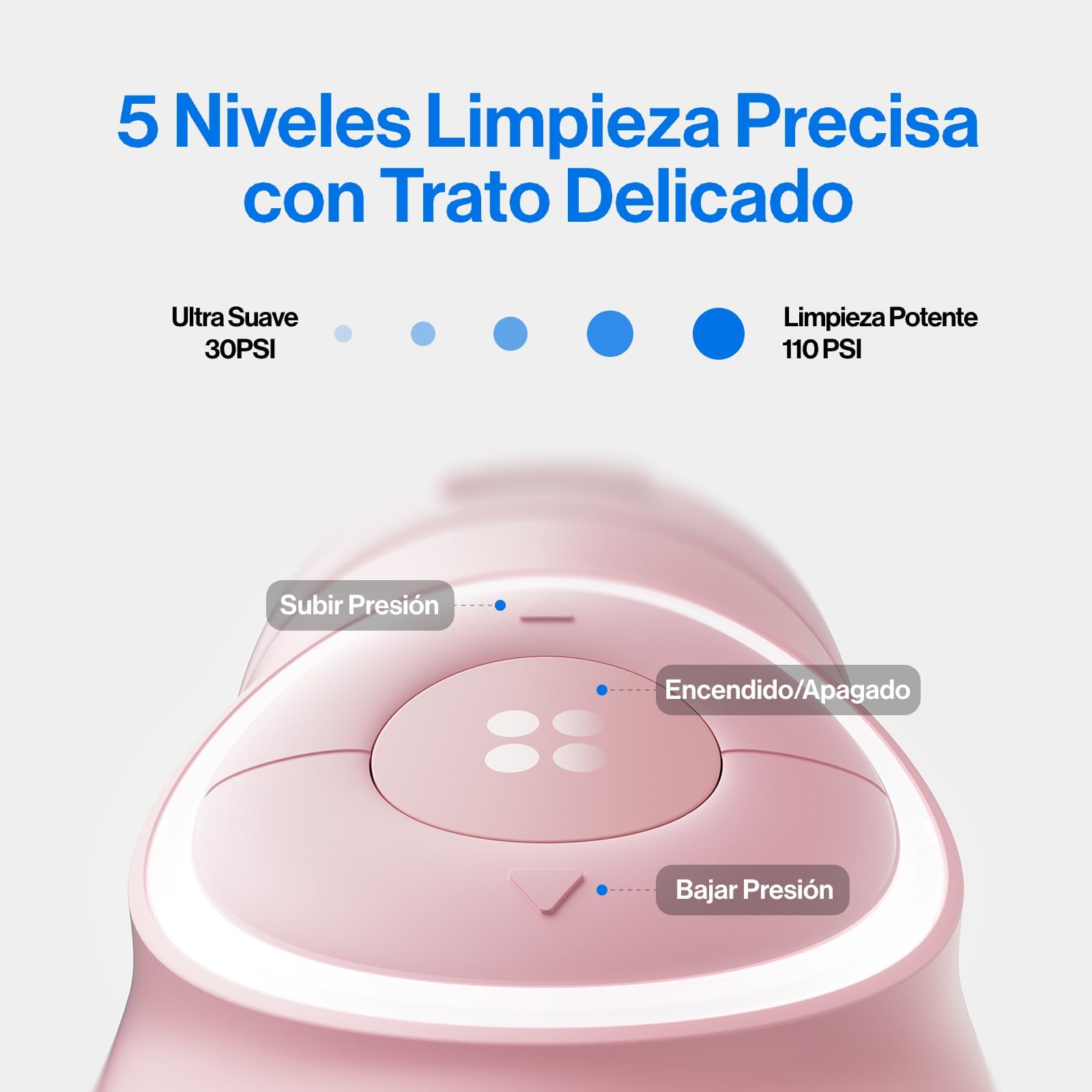 usmile C30 Irrigador Dental Portátil Inalámbrico, Depósito de 300 ml, 5 Niveles de Presión, Boquillas para Ortodoncia e Invisalign, Recargable USB-C, IPX7 Impermeable, Rosa