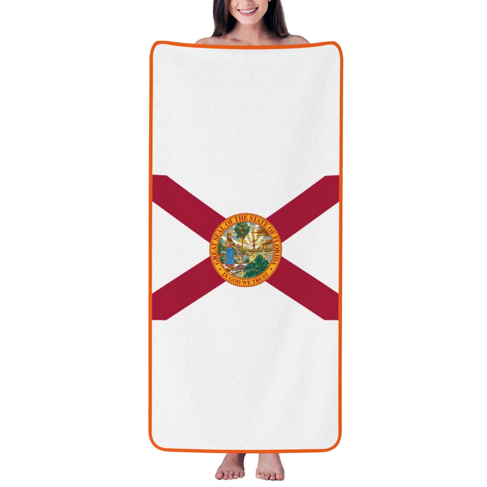 pojknbv Flag Of Florida Print Comfortable Coral Velvet Bath Towel Home Bathroom Hotel Spa Beach Travel Holidays