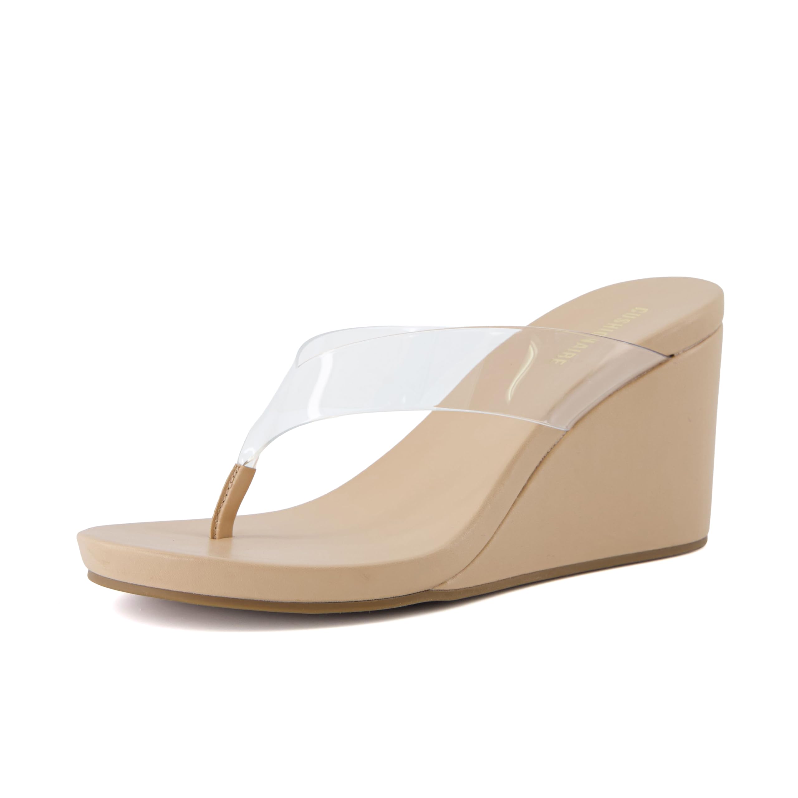 CUSHIONAIRE Bera Platform Thong Womens Sandals, Stylish Wedge Flip Flops for Women with Contoured Comfort Footbed