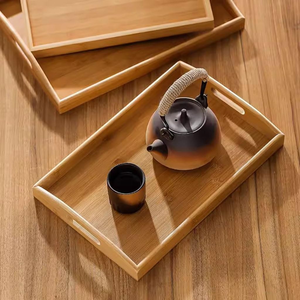 Bandeja para Servir té, Rectangular, para exhibir Tazas de té, para restaurantes, cafeterías, hoteles, Comidas, bandejas Grandes para Comer en el Regazo (C)