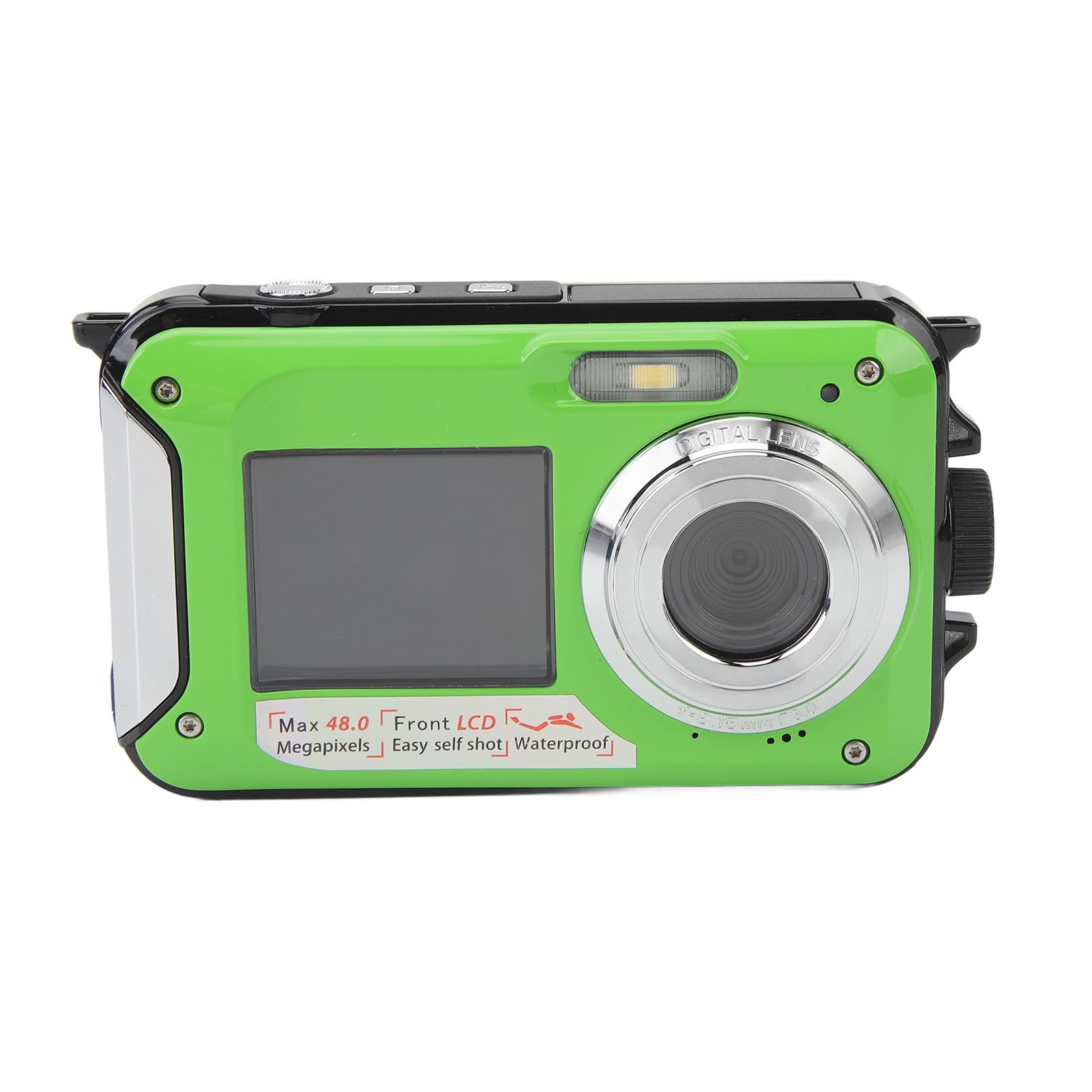 Appareil Photo Numérique Étanche Jectse, HD 48MP 2,7K 16X Zoom Numérique 10 Pieds Caméra Sous-Marine avec Selfie HD Double Écran, Appareil Photo Portable Vert USB Étanche