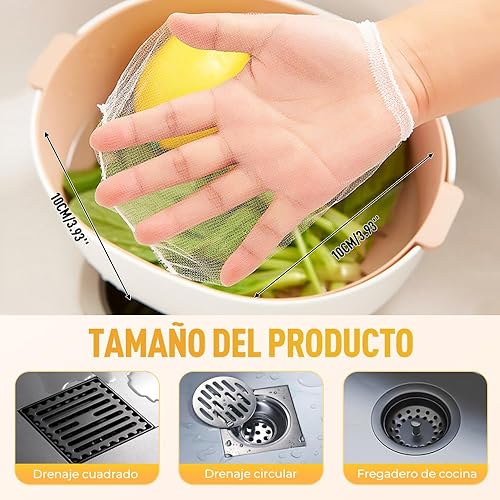 Miniatura 5 de Bolsa de malla para colador de drenaje para fregadero de cocina, bolsa portátil para colador de fregadero, perfecta para cocineros caseros (200)
