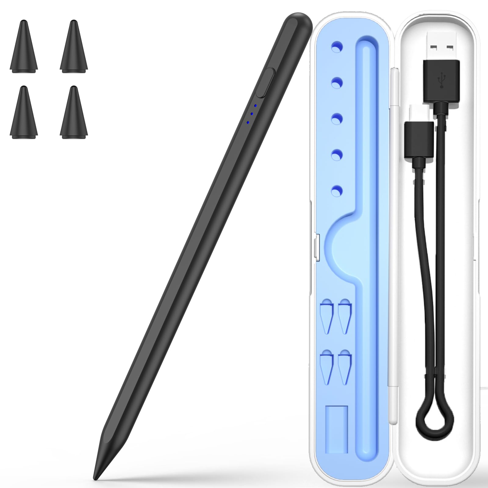 Stylus Pen for iPad 2018-2025, 15 Mins Fast Charge for Apple Pencil with Palm Rejection, Compatible with iPad 11/10/9/8/7/6, Pro M4/12.9"(6/5/4/3)/11"