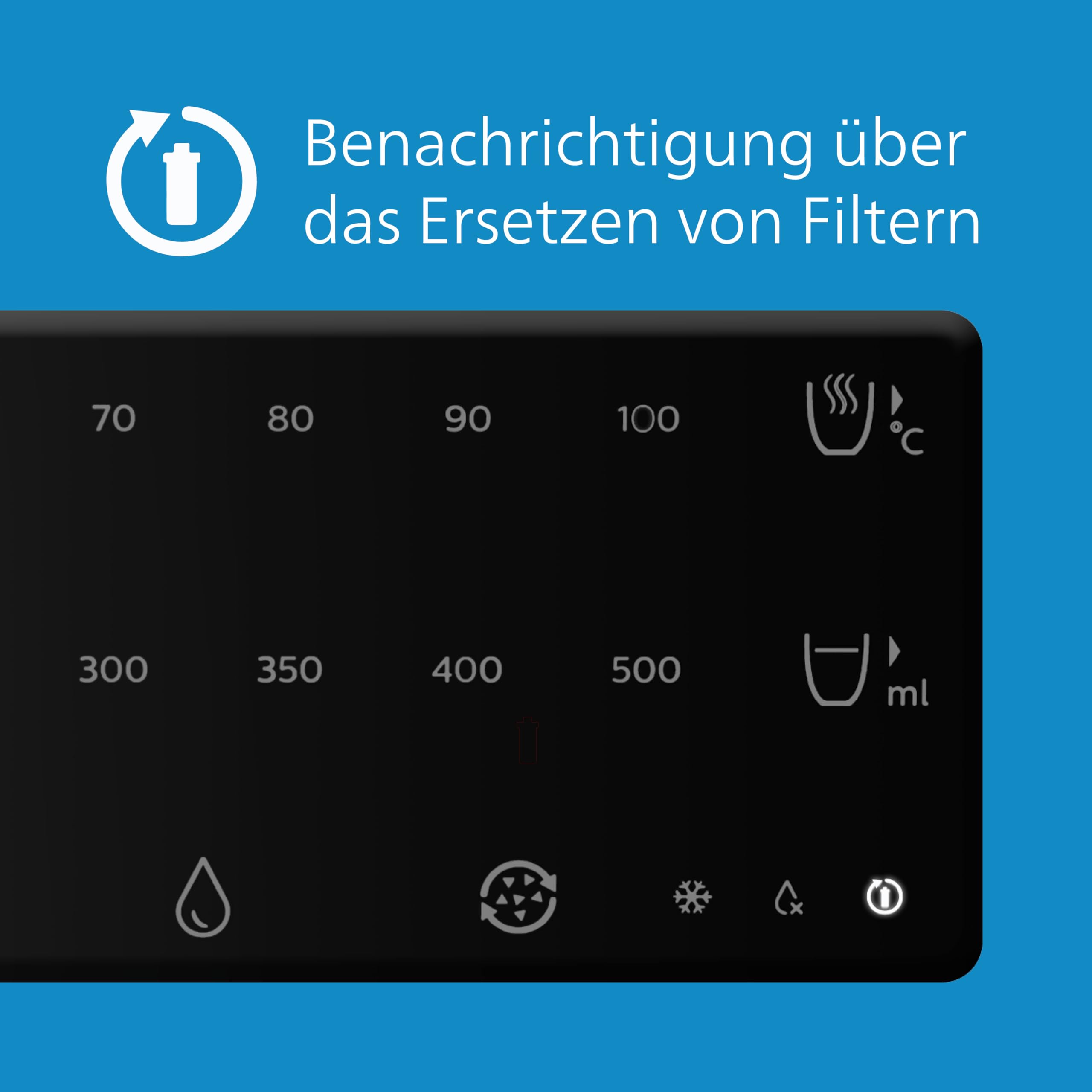 Philips Water All-IN-ONE-Wasserstation, Dispender für gefiltertes Heiß- und Kaltwasser, 2.8 L Fassungsvermögen, 6 Temperaturvoreinstellungen, Touchscreen ADD5980/31 Silber Schwarz Einheitsgröße