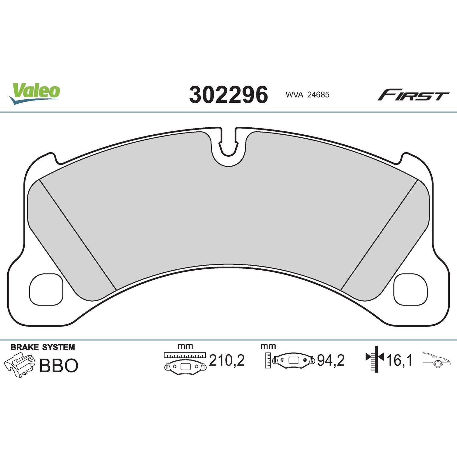 Valeo Pastillas de Freno Essential 302296, Juego de 4 Pastillas, Eje Delantero - Certificación ECE-R90