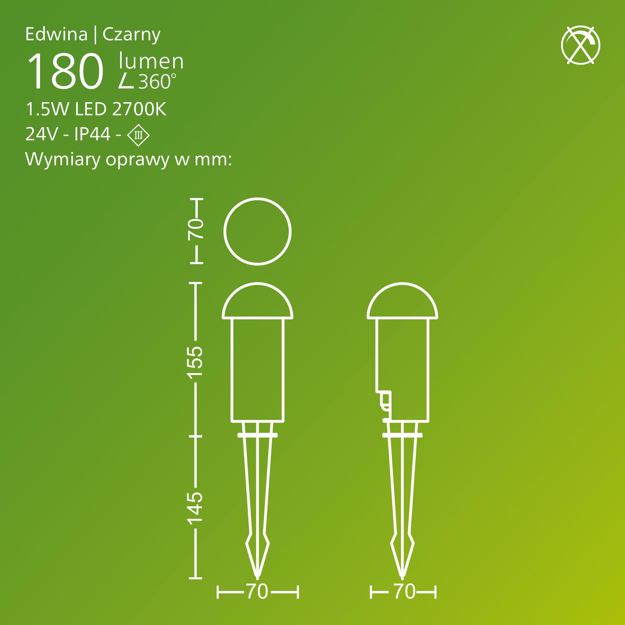 Philips Edwina Zewnętrzna Lampa na Postumencie 24 V GardenLink Niskonapięciowa, 2700 K, 180 lm, Czarna, Zestaw Rozszerzeń