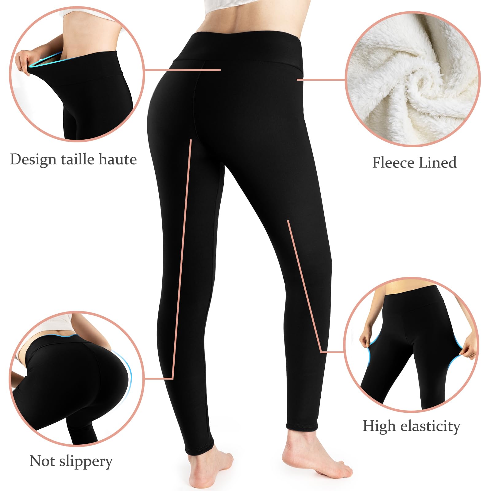 TJYAEKLTD - Leggings termici da donna, caldi leggings invernali a vita alta, collant termici stretti con pile adatti per la corsa all'aperto, l'escursionismo, lo yoga o l'uso quotidiano