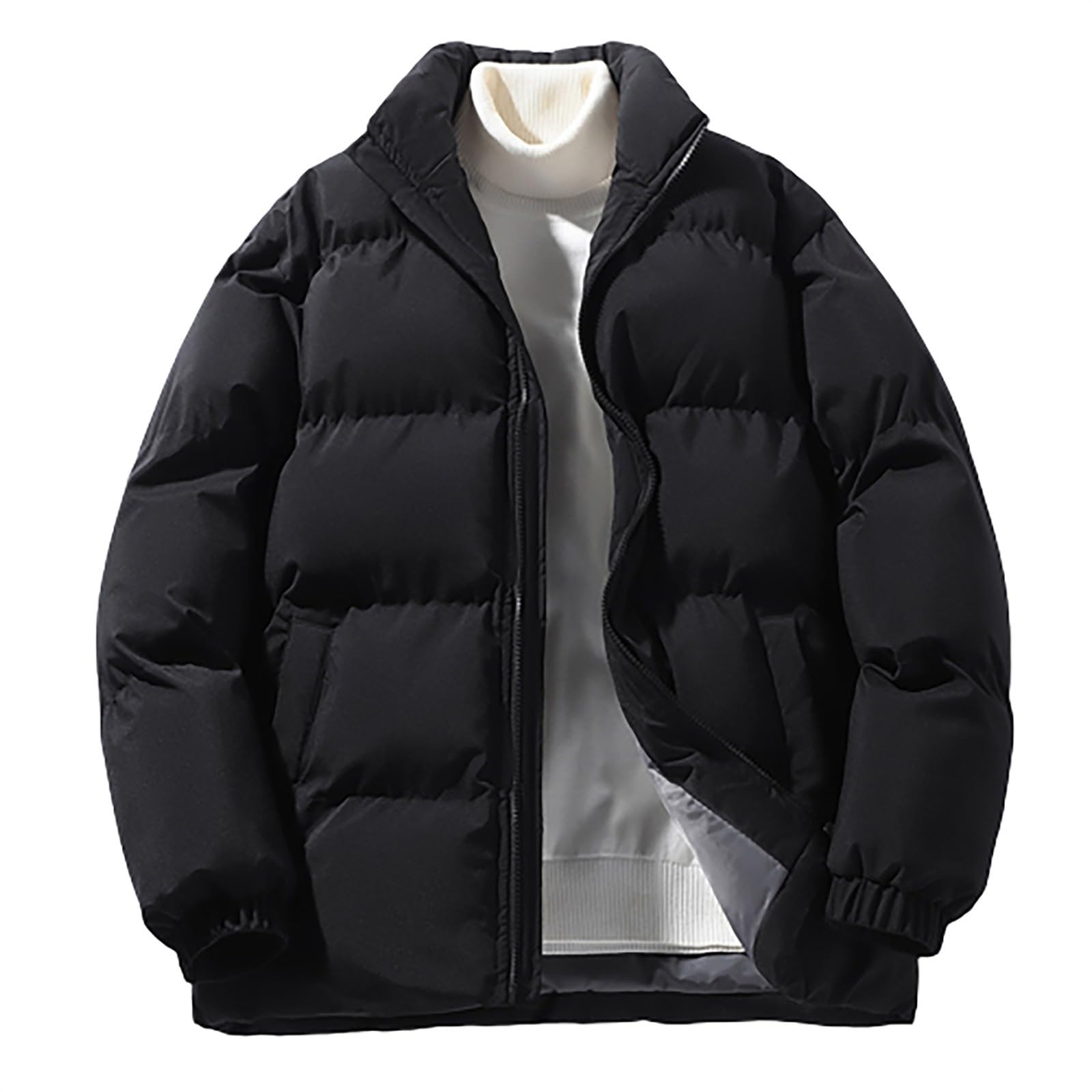 Manteau noir femme ample et chaud contre le froid d'hiver - 8