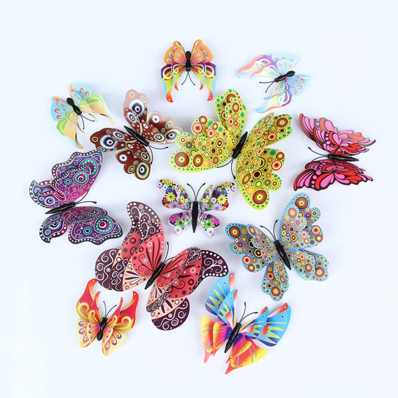 Image of JAAMSO ROYALS Multi 3D Butterfly Stickers for Wall, Decoration Items, Stickers, Wall-Decor, for Walls Decoration (Set of 12)
