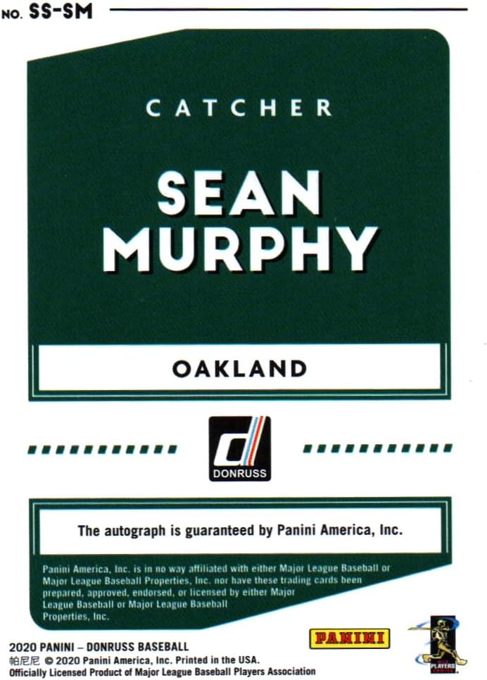 Sean Murphy Autographed & Serial Numbered 11/99 Signature Series Collectible Baseball Card - 2020 Panini Donruss Signature Series Baseball Card #SS-SM (Athletics) Free Shipping