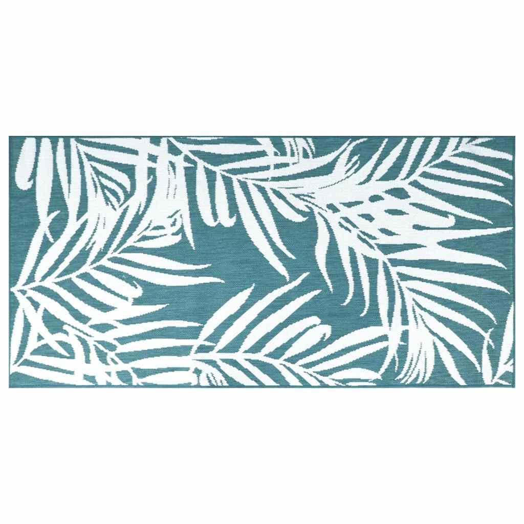vidaXL Alfombra de Exterior Gris y Verde Agua Reversible 80x150 cm