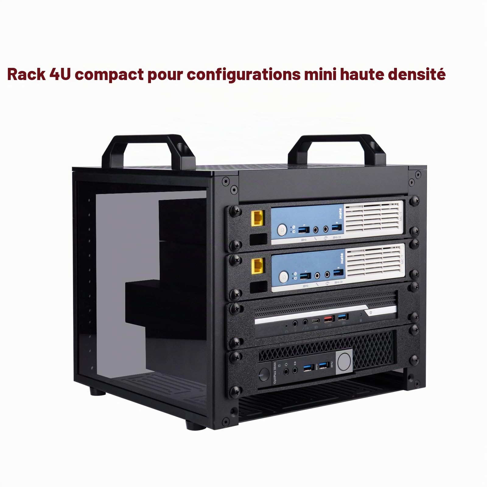 GeeekPi Rack de serveur 4U, rack réseau de 25,4 cm pour serveurs, réseau, équipement A/V, DeskPi RackMate T0 Plus Rack Mount, 260 mm de profondeur (noir, 26 cm de profondeur)