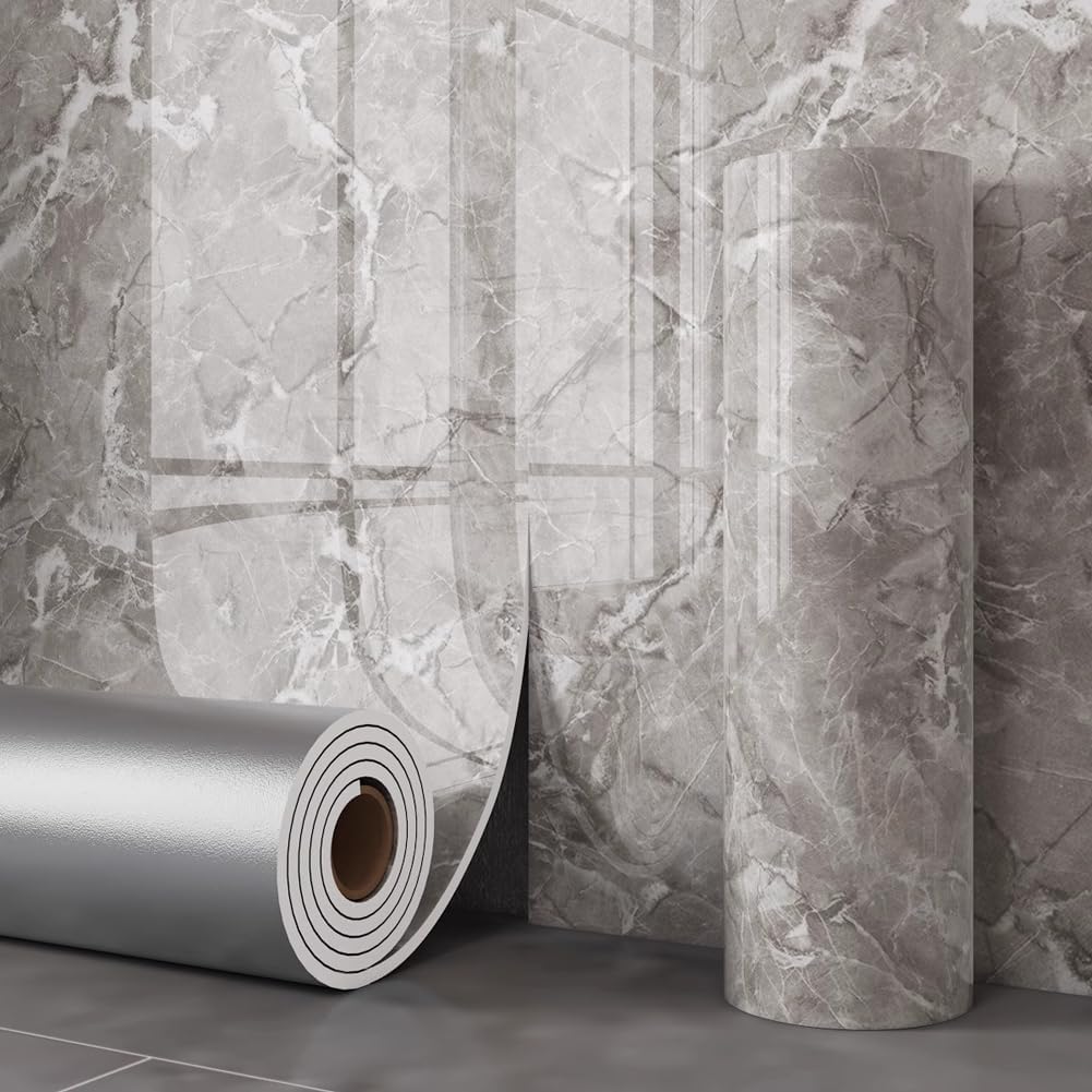 2.3mm Thick Self-Adhesive Tiles,40cm X 300cm Adhesive Tiles for Bathroom and Kitchen,Marble Design,Waterproof,Self-Adhesive Wall Panels for Furniture,Kitchen Backsplashes,H2,40x300cm